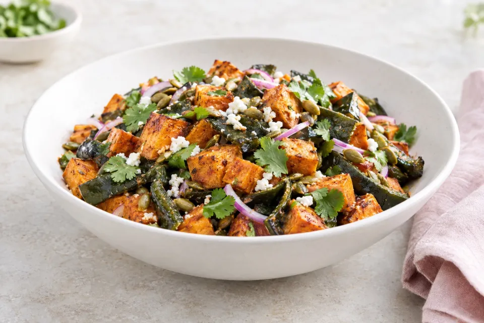 Roasted Poblano and Sweet Potato Salad