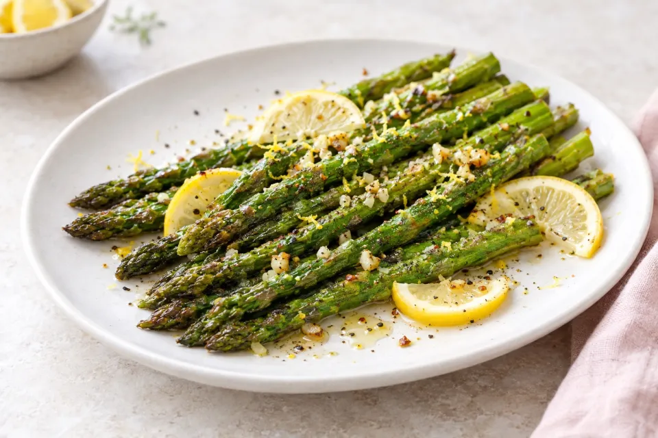 Lemon Garlic Roasted Asparagus