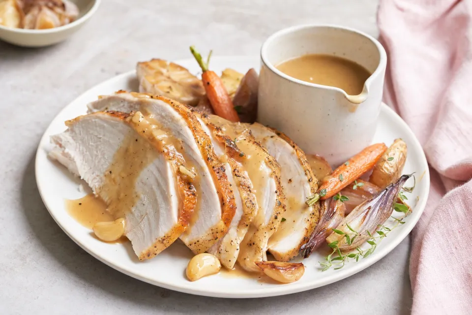 Roast Turkey Breast with Roasted Garlic Gravy