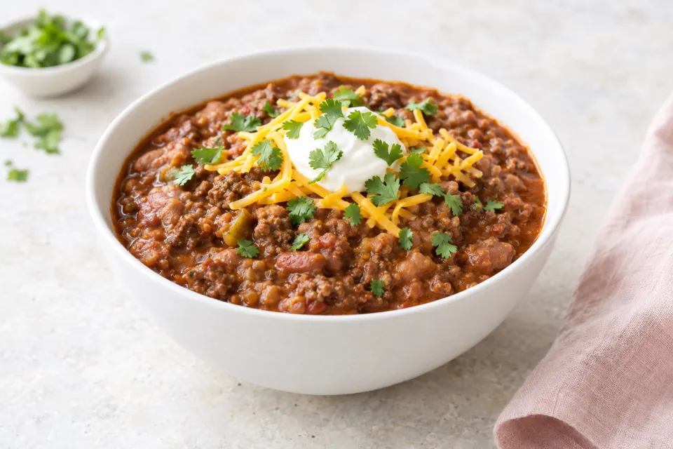 Slow Cooker Beef and Refried Bean Chili