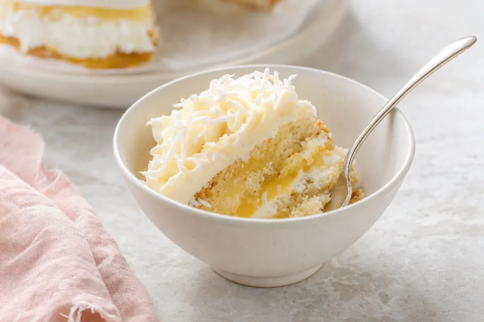 Coconut Cake with Lemon Curd and Vanilla Buttercream