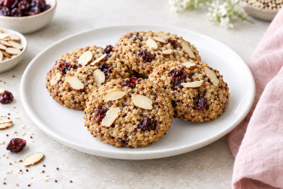 Almond Cherry Quinoa Cookies
