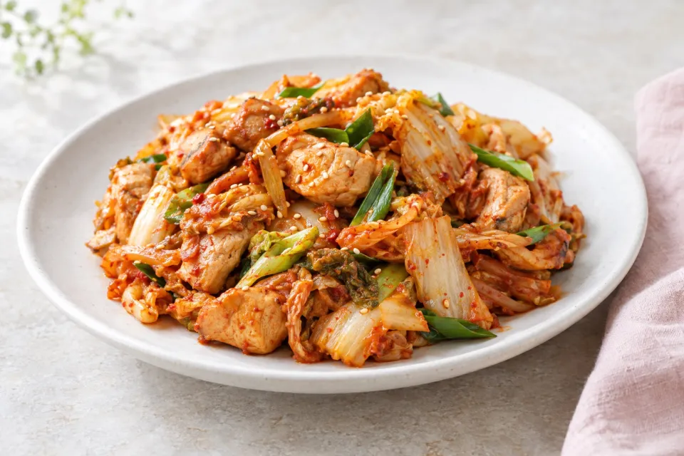 Kimchi Chicken and Cabbage Stir-Fry