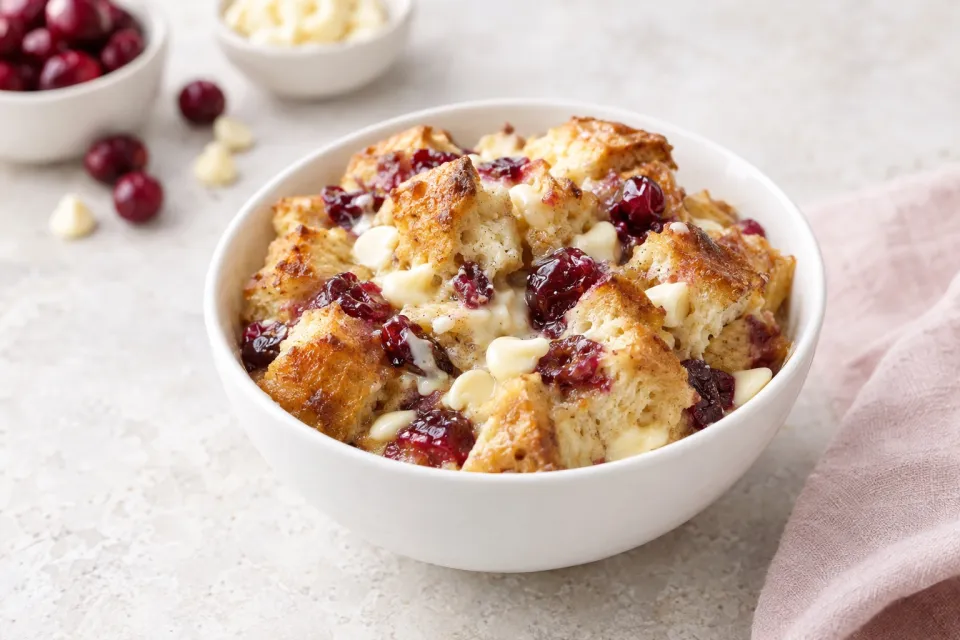 Cranberry White Chocolate Bread Pudding