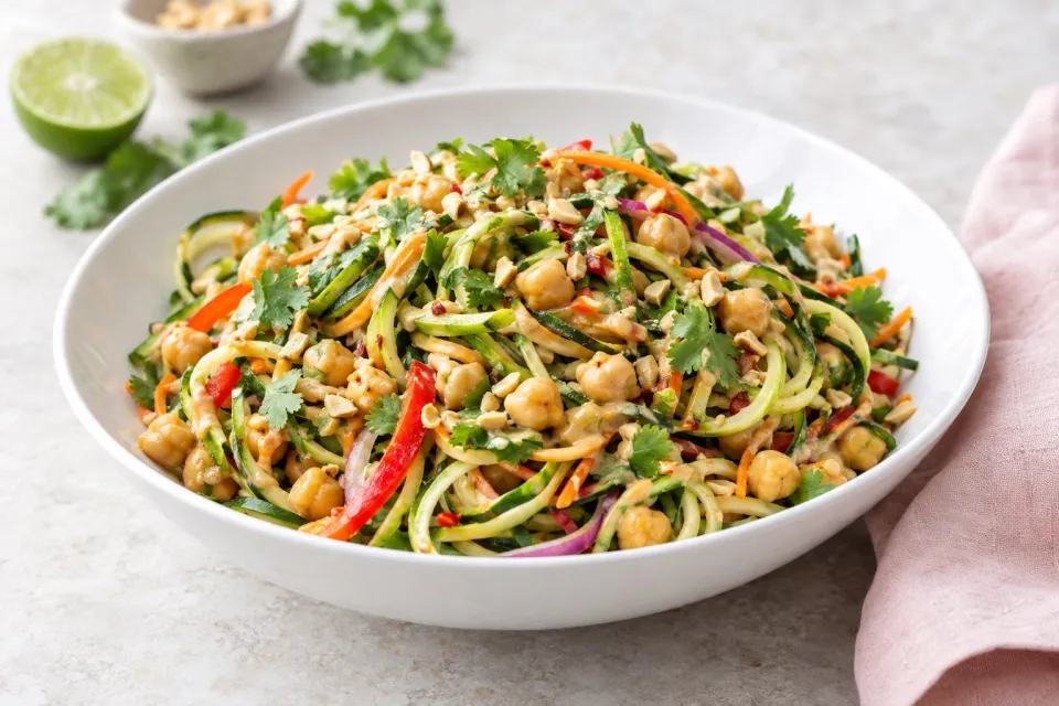 Thai Chickpea Zucchini Noodle Salad