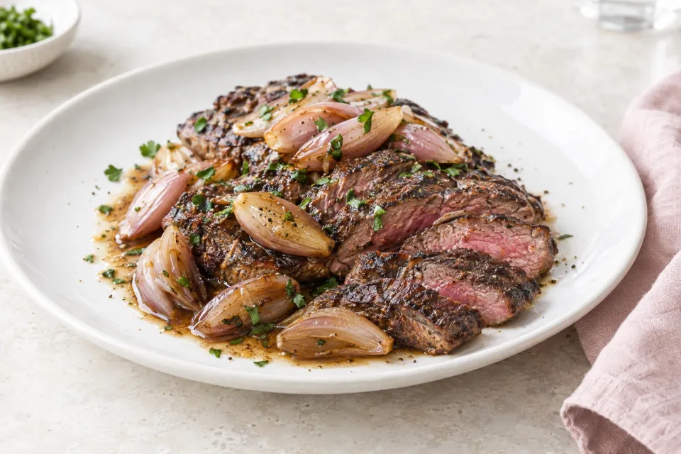 Hanger Steak with Shallots