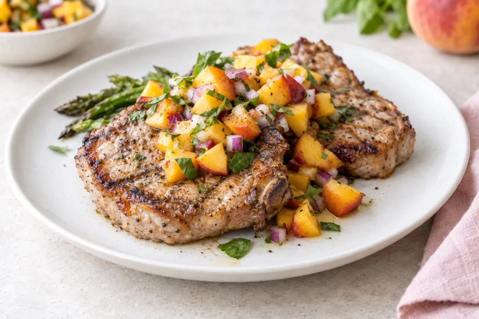 Grilled Pork Chops with Peach Salsa