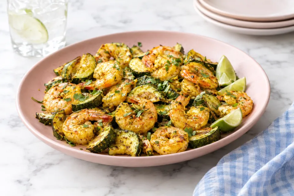 Roasted Curry Shrimp & Zucchini Sheet Pan Meal