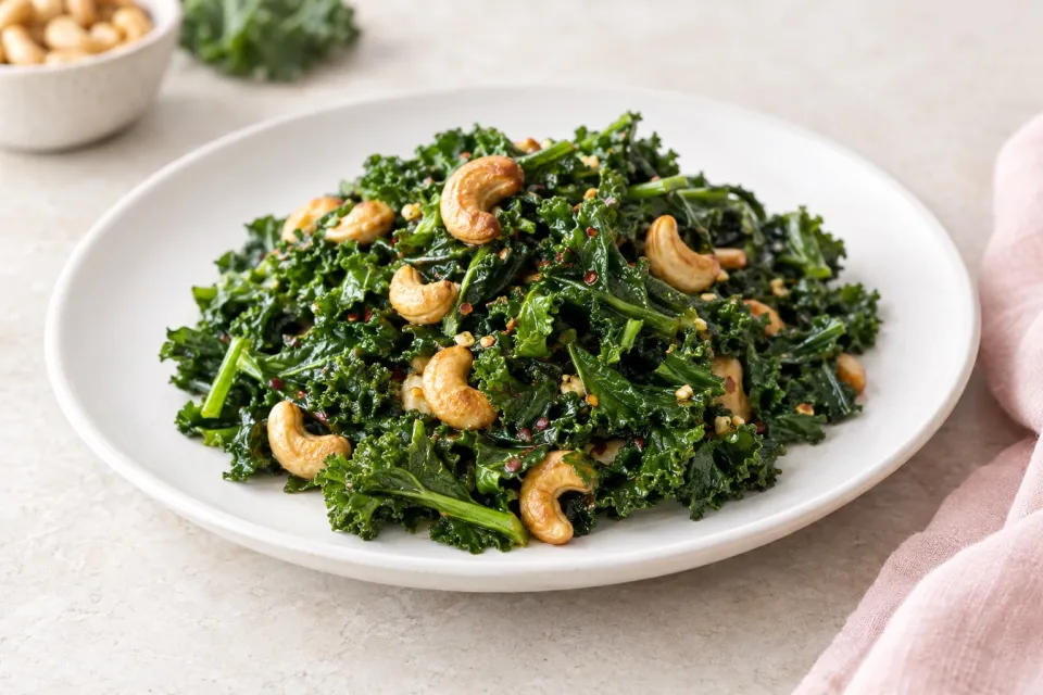 Sautéed Kale with Toasted Cashews