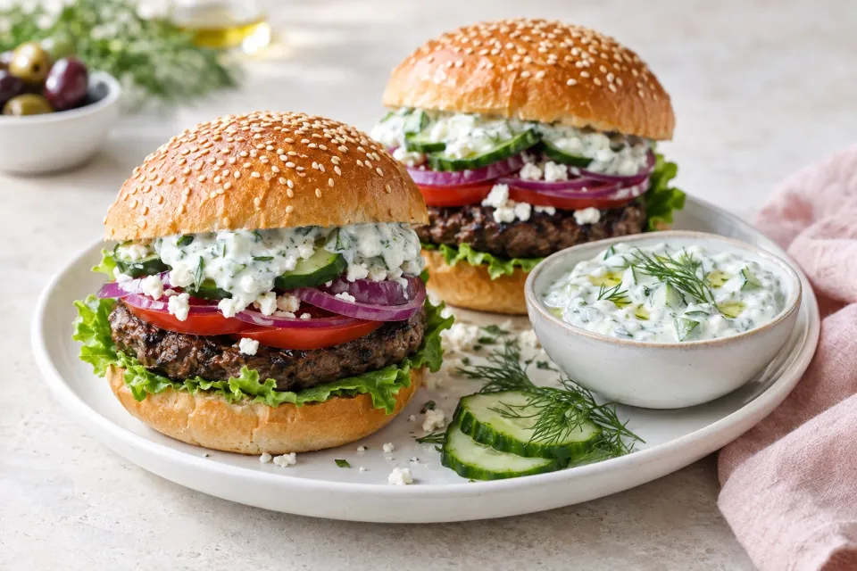Greek Burgers and Tzatziki