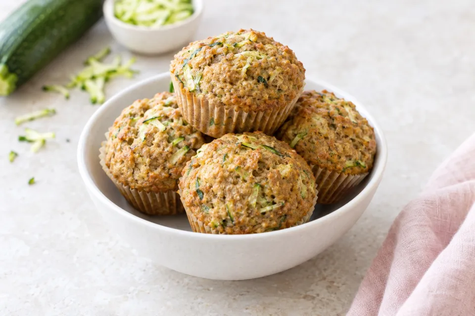 Whole Wheat Zucchini Muffins with Greek Yogurt