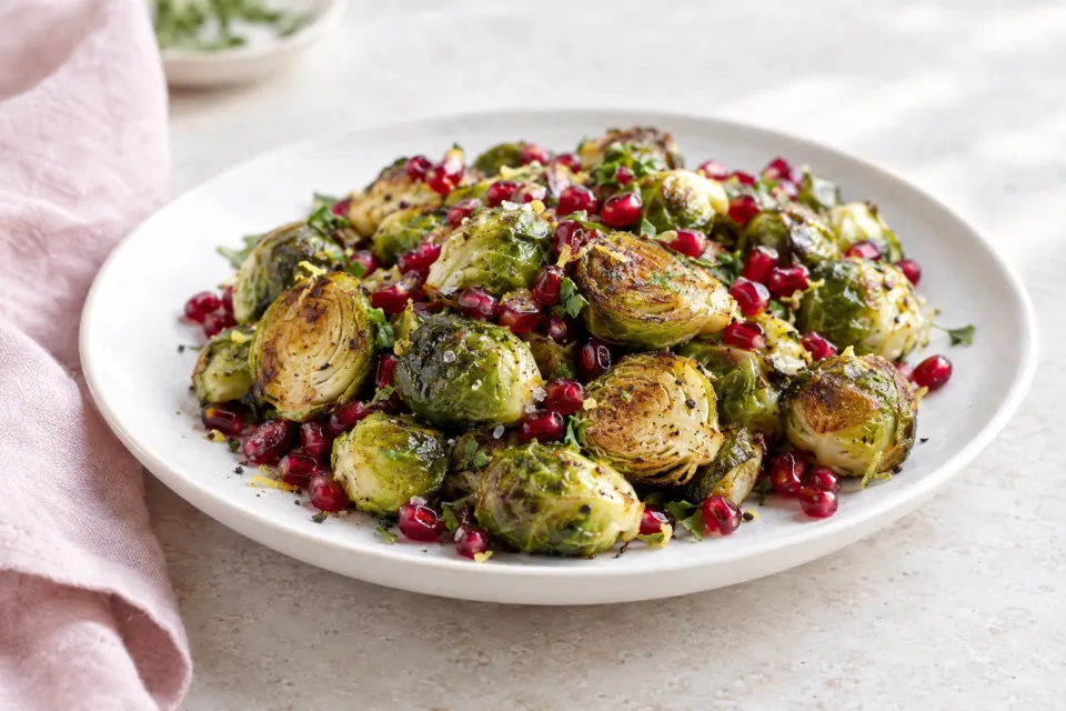 Roasted Brussels Sprouts with Pomegranate