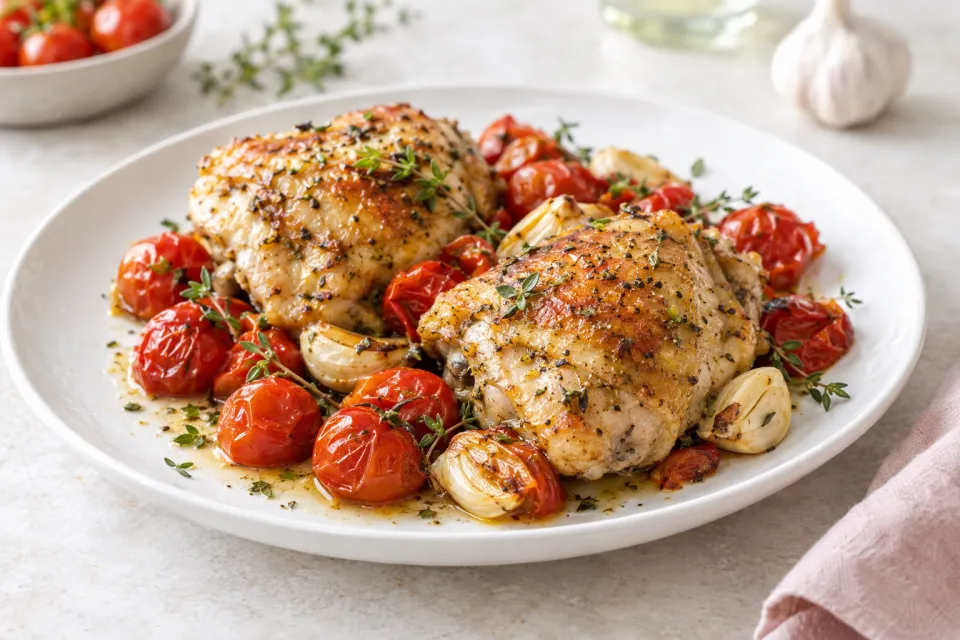 Baked Chicken with Cherry Tomatoes and Garlic
