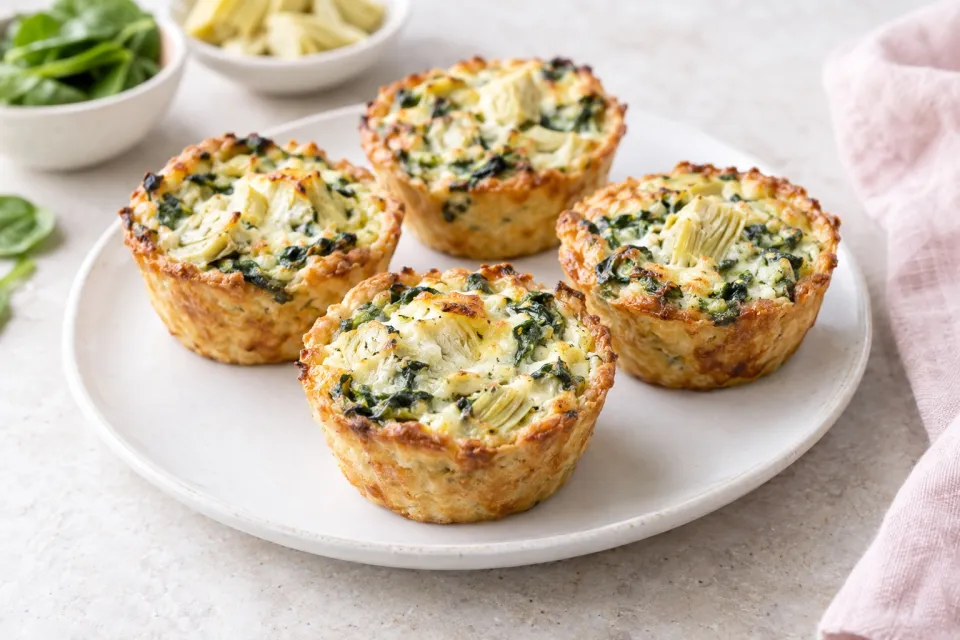 Easy Spinach Artichoke Quiche Cups