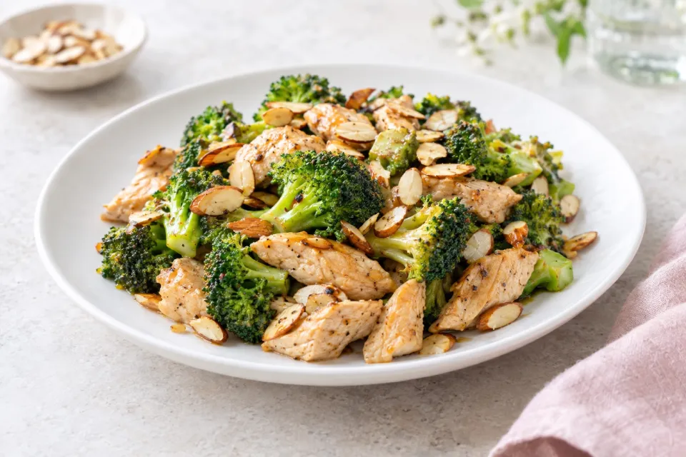 Broccoli, Chicken, and Almond Sauté