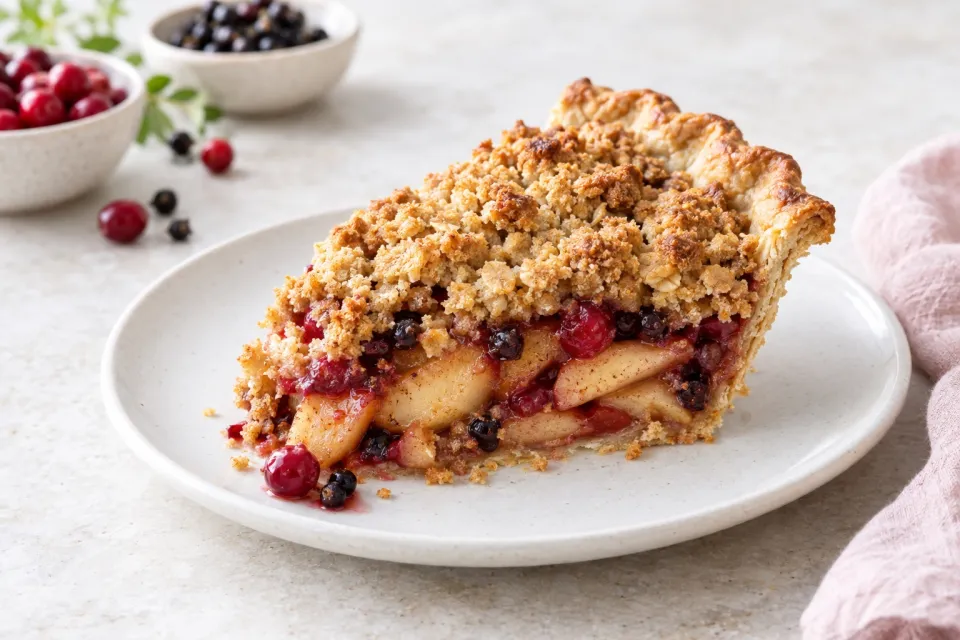 Apple Cranberry Currant Crumble Pie