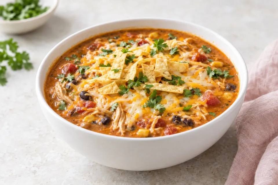 20-Minute Cheesy Chicken Enchilada Soup