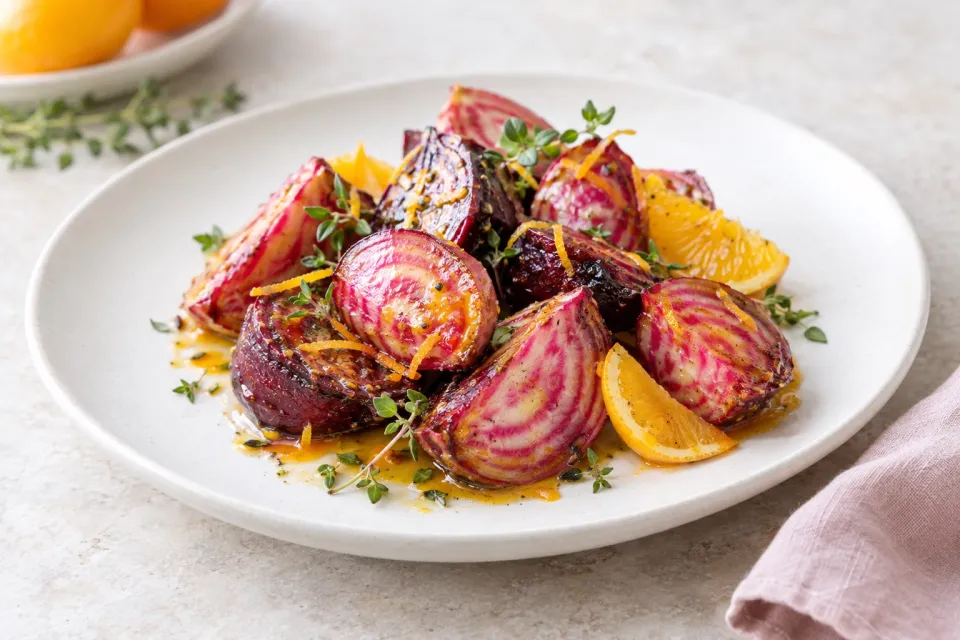 Roasted Chiogga Beets with Sweet Orange Glaze