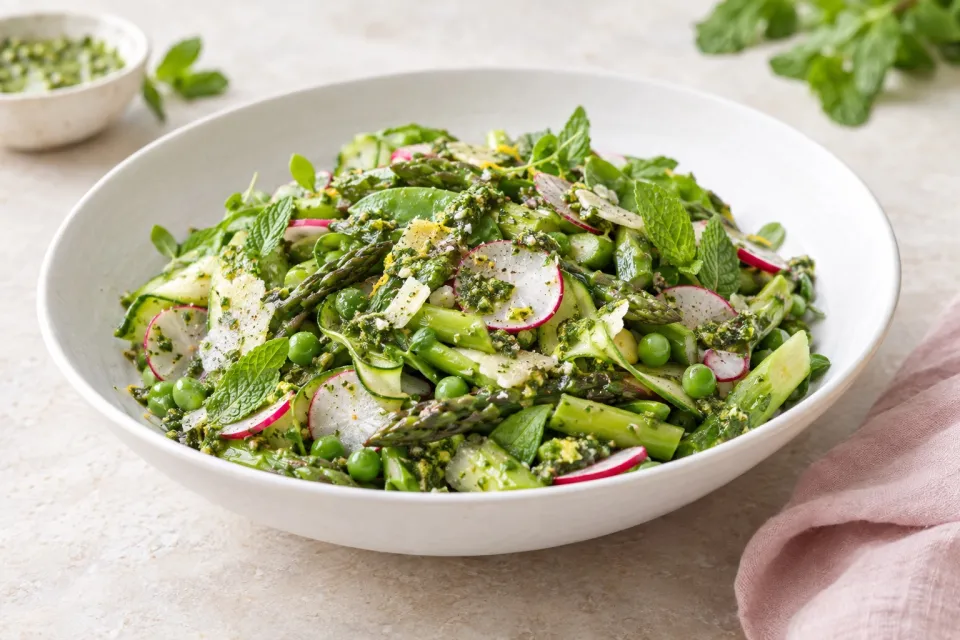 Spring Vegetable Salad with Mint Pesto