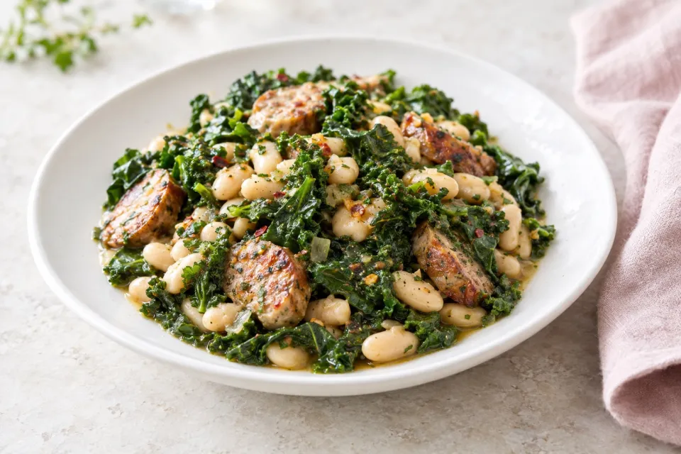 Kale with Sausage and White Beans