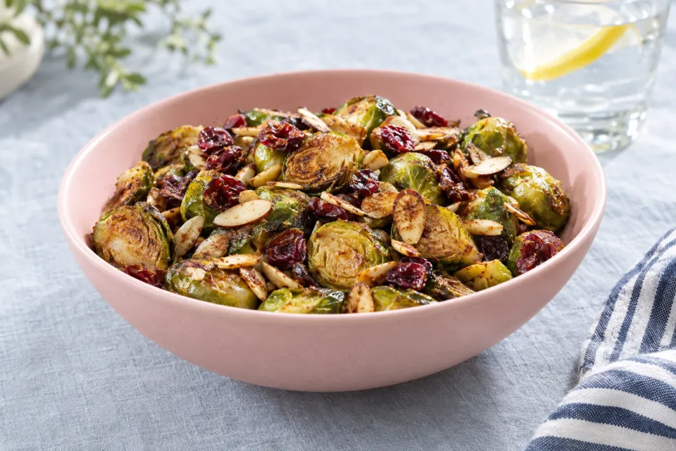 Cinnamon Roasted Brussels Sprouts with Toasted Almonds