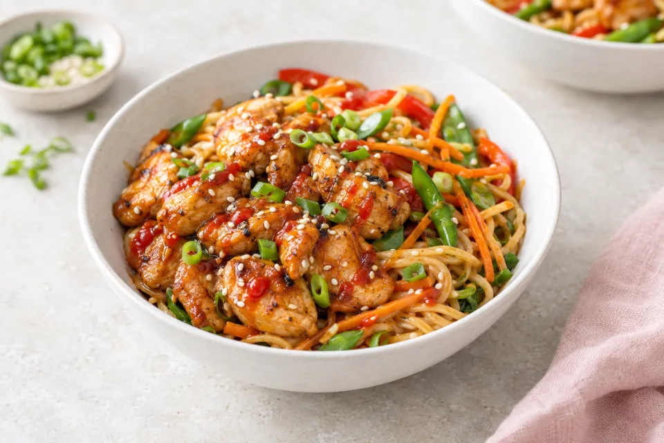 Honey Sriracha Chicken Noodle Bowls
