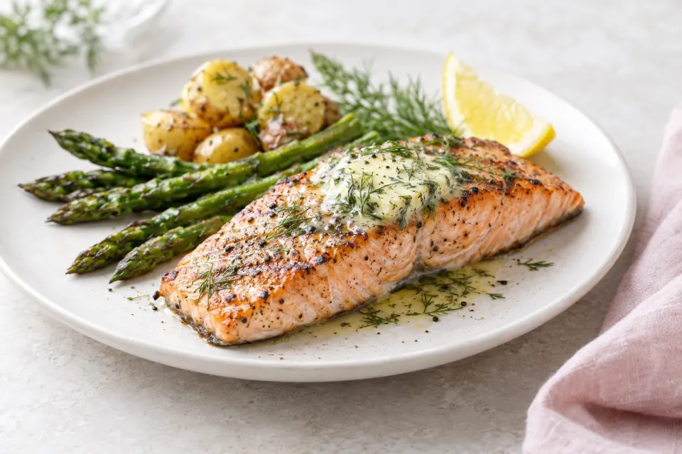 Grilled Salmon with Dill Butter