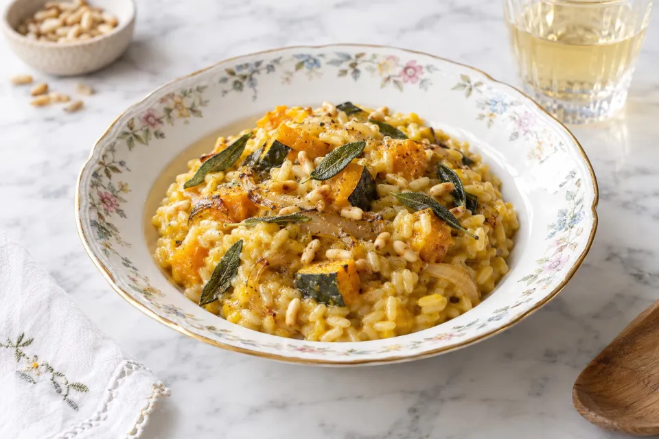 Kabocha Squash Risotto with Sage and Pine Nuts