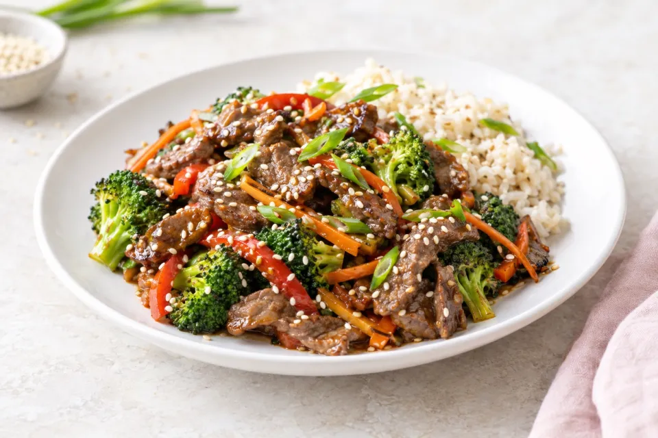 Lightened Up 15 Minute Sesame Steak Stir Fry