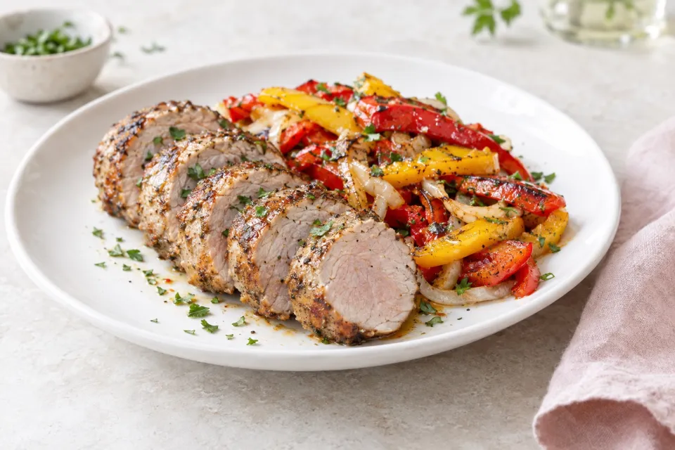 Pan-Roasted Pork Tenderloin and Peppers