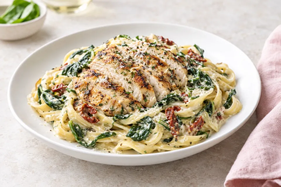 Grilled Chicken Florentine Pasta