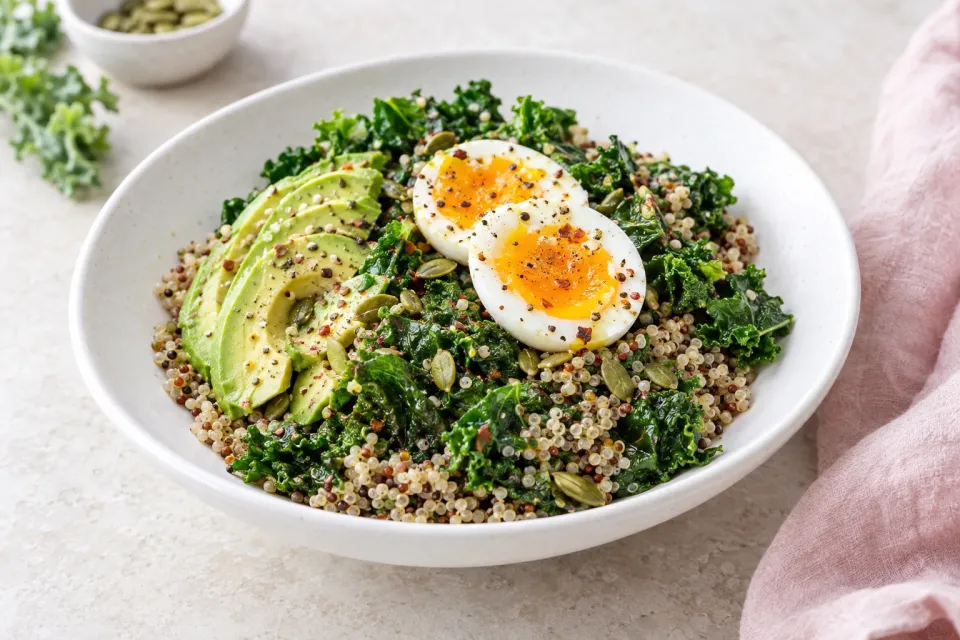 Egg-Topped Quinoa Bowl with Kale
