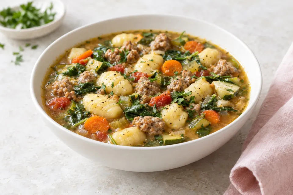 Savory Sausage, Veggie, and Gnocchi Soup