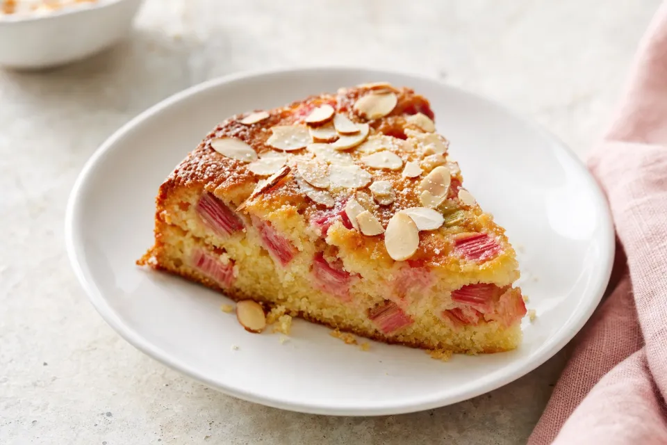 Rhubarb Almond Skillet Cake