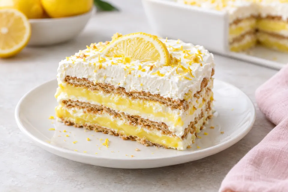 No Bake Lemon Ice Box Cake