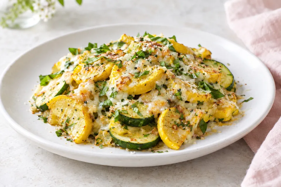 Cheesy Summer Squash Saut&eacute