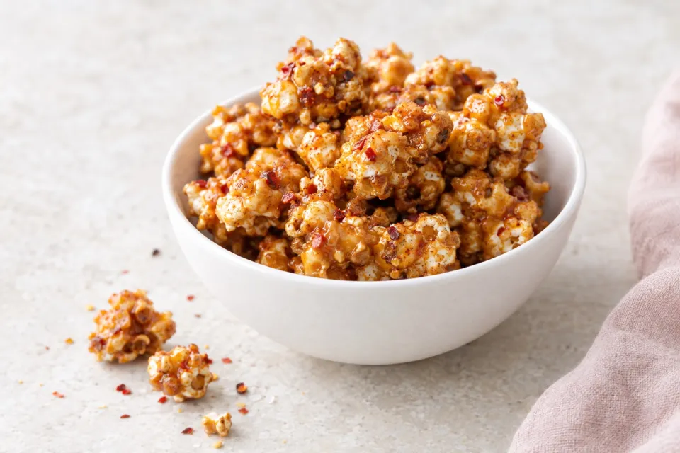 Spicy Caramel Popcorn Clusters