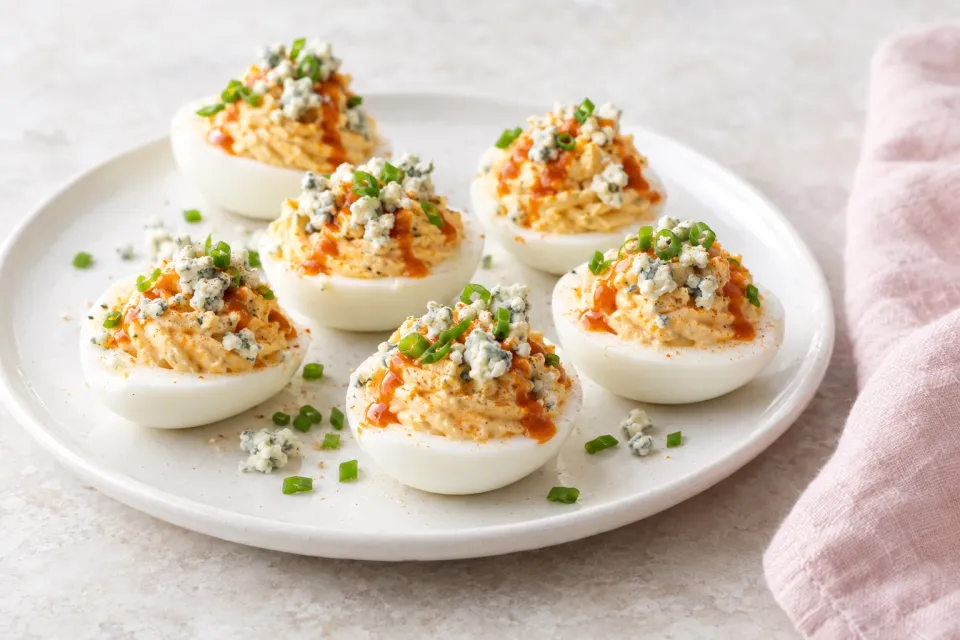 Buffalo Blue Cheese Deviled Eggs