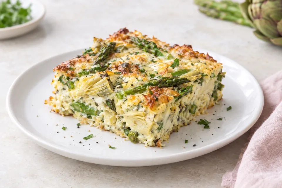 Asparagus Artichoke Breakfast Casserole