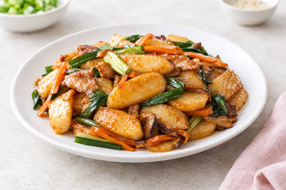 Stir Fried Chinese Sticky Rice Cakes