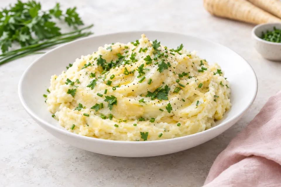 Mashed Potatoes and Parsnips with Chives and Parsley