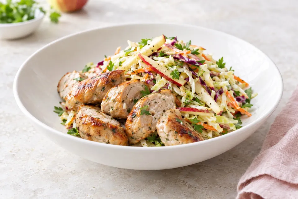 Chicken Sausage with Apple Slaw