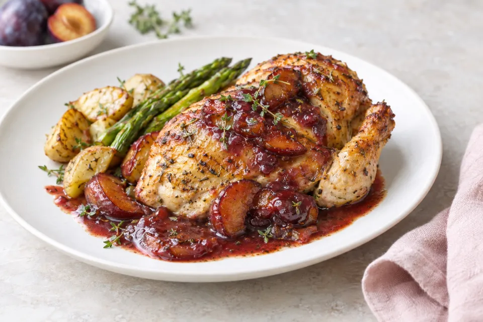 Roasted Chicken with Sweet Plum Sauce