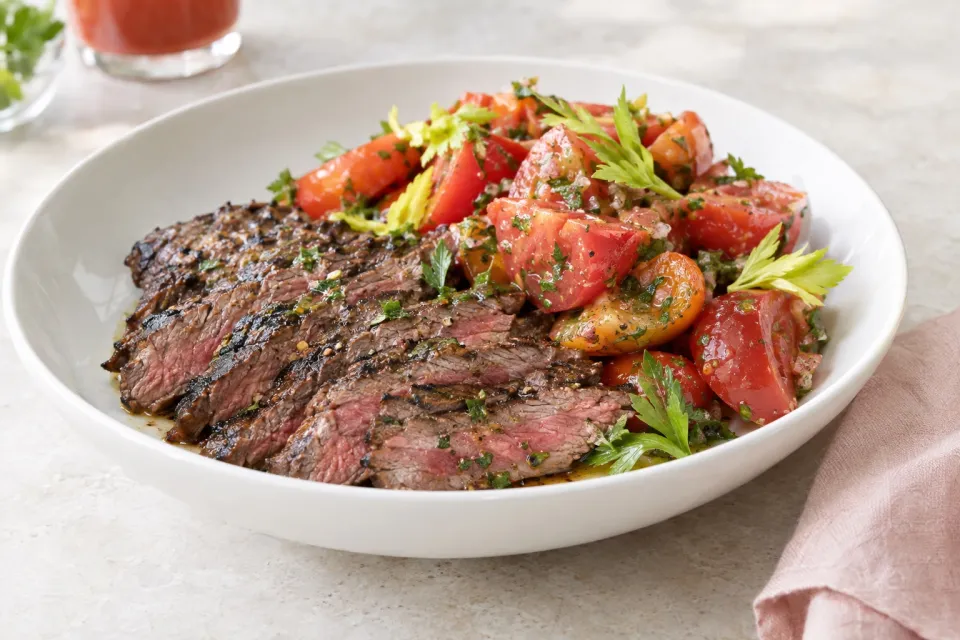 Flank Steak with Bloody Mary Tomato Salad