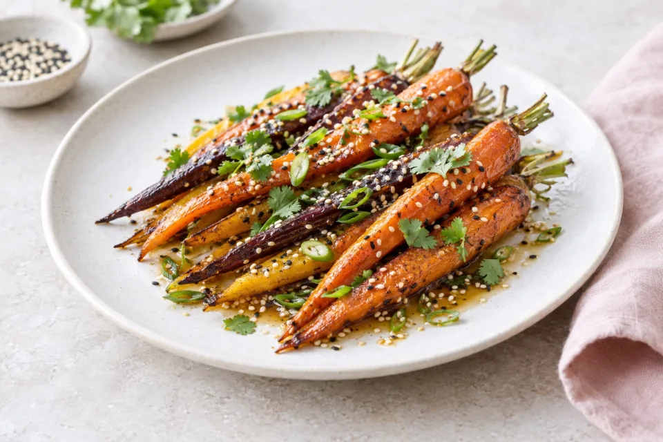 Roasted Carrots with Sesame Ponzu Vinaigrette
