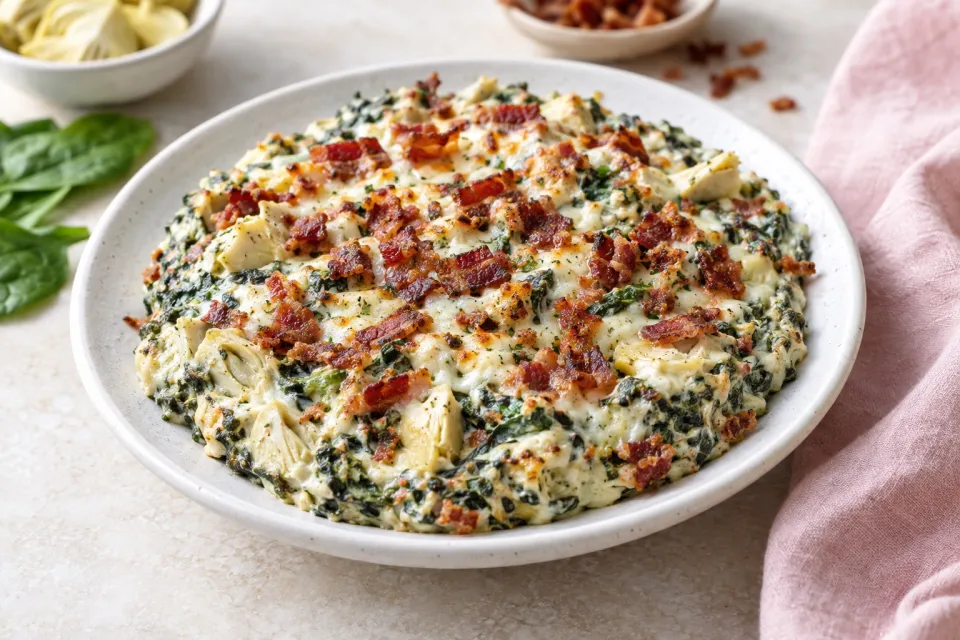 Spinach Artichoke Dip with Bacon