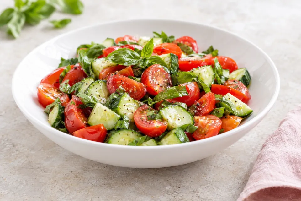 Tomato Cucumber Basil Salad
