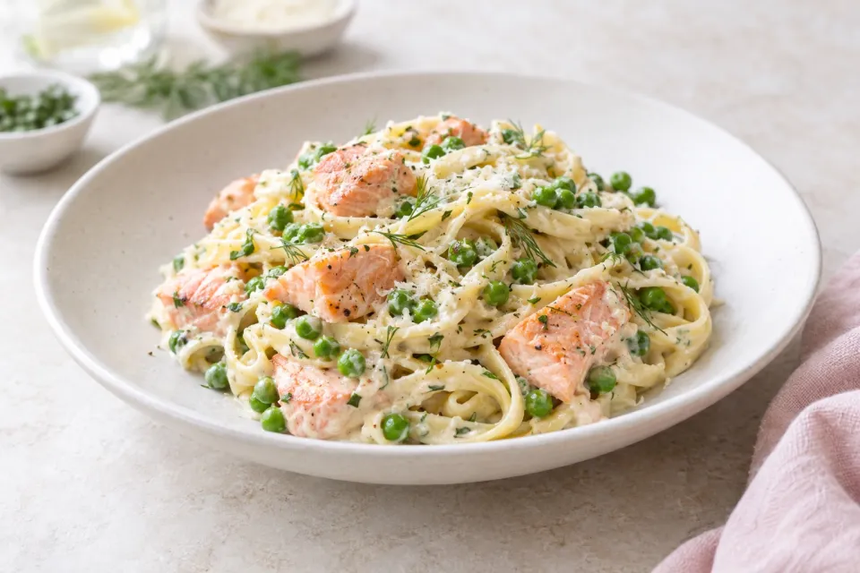Creamy Pasta with Salmon and Peas