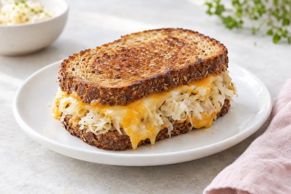 Grilled Cheese Sandwich with Sauerkraut on Rye