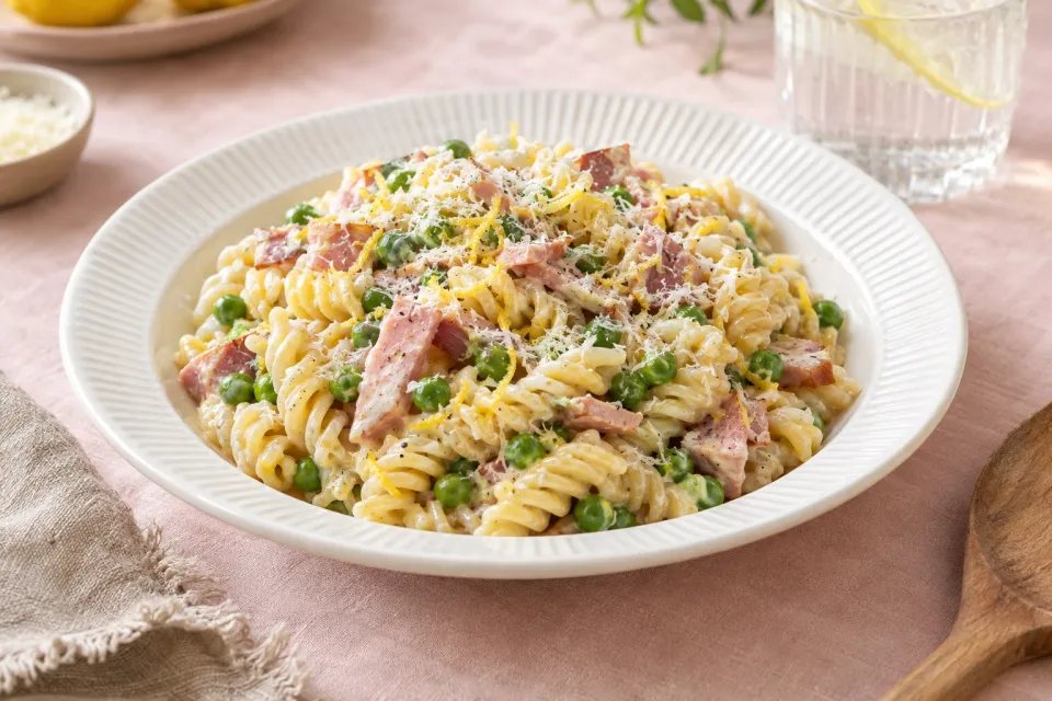 Pasta with Ham and Peas
